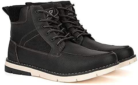 Xray Footwear Ravine Men’s Fashion Classic Combat Leather Ankle Mid-Top Oxford Boots, Round Toe, Thermoplastic rubber Outsole