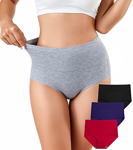 Womens Underwear High Waist Cotton Underwear Soft Underwear Super Stretchy Briefs Full Coverage Panties Women