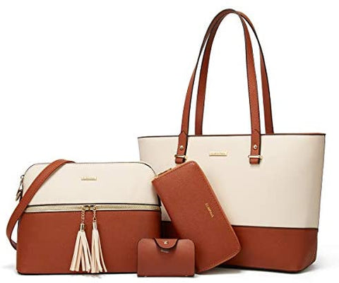 Women Fashion Handbags Wallet Tote Bag Shoulder Bag Top Handle Satchel Purse Set 4pcs