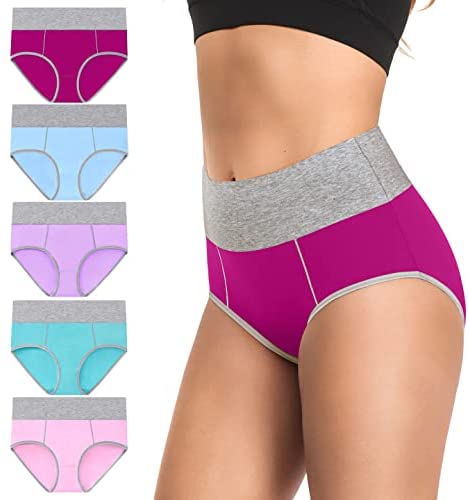 Women's Underwear Cotton, High Waisted Full Coverage Briefs, Soft Stretch No Muffin Top Ladies Panties Regular & Plus Size