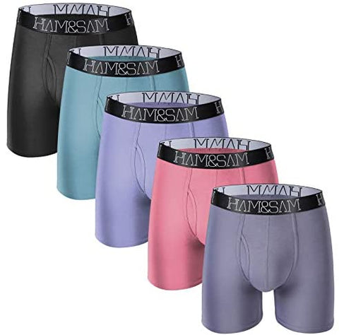 Men's Boxer Brief 4 Pack Bamboo Viscose Soft Comfortable Breathable Underwear for Men