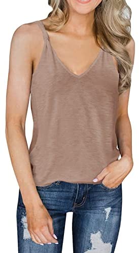 GAMISOTE Womens V Neck Tank Tops Knotted Straps Sleeveless Basic Workout Tees Shirt