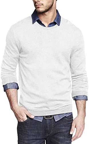 Men Knit Dress Sweater Slim Fit Crew Neck Long Sleeve Pullover Sweater