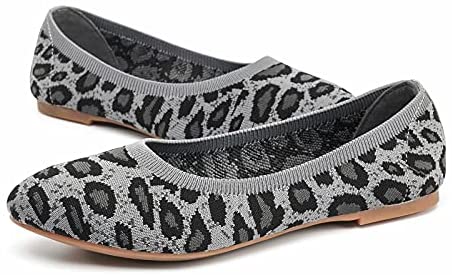 konhill Women's Classic Ballet Flats - Pointy Toe Soft Knit Slip on Dress Shoes
