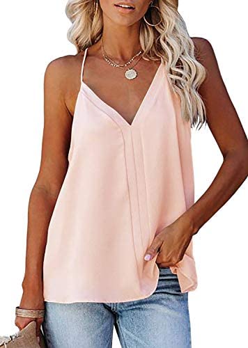 Womens V Neck Camisole Solid Sleeveless Tank Tops Casual Halter Loose Fit Racerback Shirts