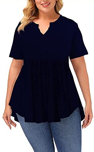 Women's Plus Size Tunic Tops Short Sleeve Floral Tunics for Leggings