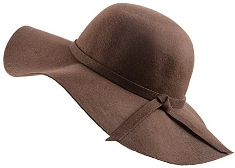 Women's Foldable Wide Brim Felt Bowler Fedora Floopy Wool Hat
