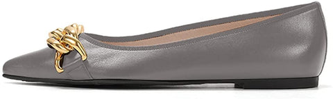FSJ Women’s Flats Comfortable Flats Shoes Office Slip on Pointed Toe Chain Ballet Flats Low-Cut Wide Width Casual Loafer Flats Shoes Size 4-15 US
