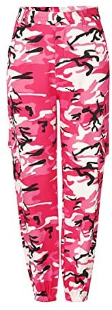 Women's Stylish Camouflage Cargo Pants Classic High Waist Denim Cargo Jogger
