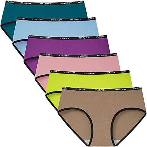 INNERSY Womens Cotton Sporty Underwear Hipster Panties Regular & Plus Size 6-Pack