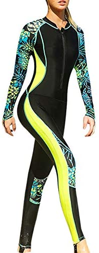 Women's Printed One Piece Zip Front Long Sleeve Surfing Swimsuit