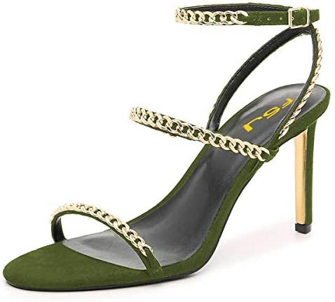 Sexy Bridal Women Chain Strappy Sandals Slim High Heel Ankle Strap Slingback Wedding Dress Shoes Size 4-15 US