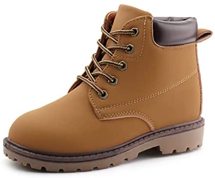 Kids Lace-Up Ankle Boots Boy Girl Waterproof Outdoor Workboots