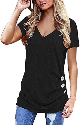 Women's Summer Short Sleeve T Shirts V Neck Casual Tunic Slim Tee Tops