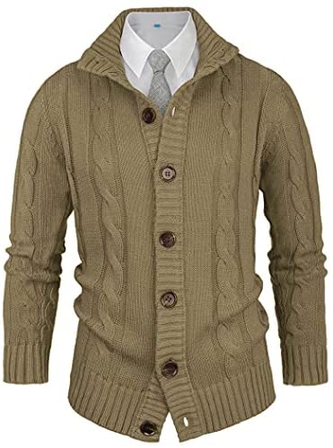 Mensn Knitted Stand Collar Cardigan Sweater