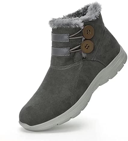 konhill Women's Winter Snow Boots - Warm Lining Ankle Booties Slip on Comfortable Outdoor Shoes