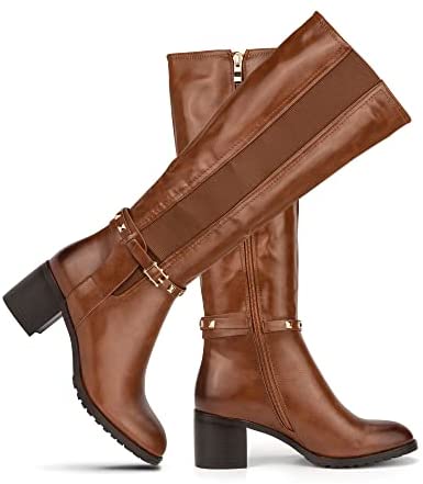 Torgeis Women's Destiny Fashion, Casual Faux Leather, Buckle Zipper Mid-Calf Boot, Round Toe, Rubber Outsole