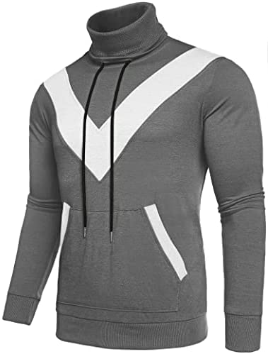 iWoo Mens Thin Undershirts Turtleneck Long Sleeve Shirts High Neck Waffle Ribbed Sweatshirt Athletic Pullover Tops