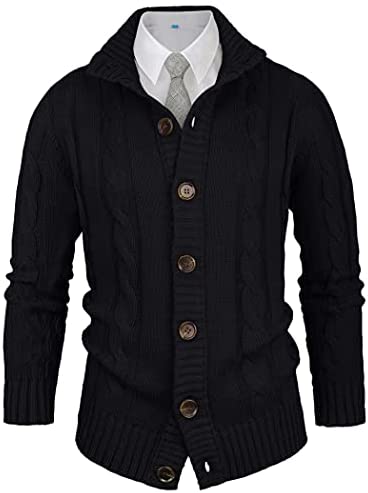 Mensn Knitted Stand Collar Cardigan Sweater