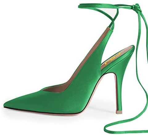 Women Classic Strappy Ankle Strap Lace up Mid Heels Pointed Toe Stylish Stiletto Sandals Slingback Pump Dress Wedding Prom Shoes Size 4-15 US
