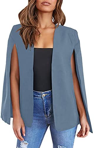 GAMISOTE Womens Cape Blazer Split Sleeve Open Front Casual Jacket Coat Workwear