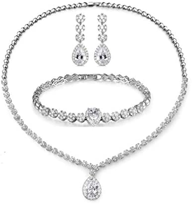 White Gold Plated Jewelry Set with White AAA Cubic Zirconia