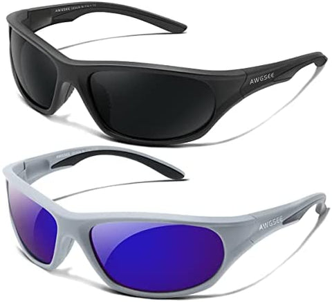 AWGSEE Polarized Sports Sunglasses For Men Cycling Driving Fishing Sun Glasses TR90 Unbreakable Frame 100% UV Protection