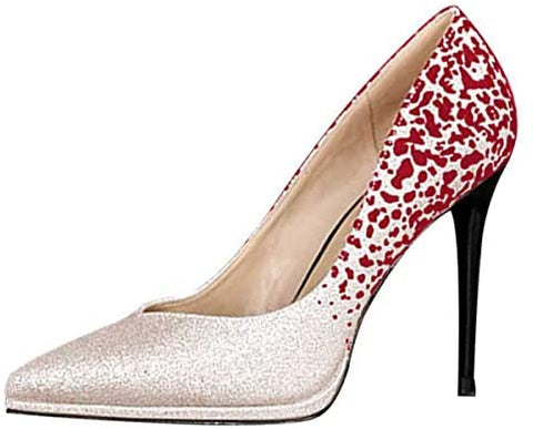 Fashion Two-Toned Slip On Platform Pumps Close Pointed Toe Slide Formal Dress Women Shoes Size 4-15 US