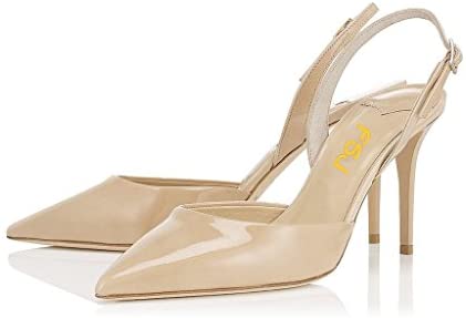 FSJ Women Pointed Toe Pumps Slingback Stilettos Heels Sandals Ankle Strap Shoes Size 4-15 US