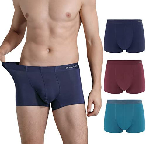 INNERSY Men's Micro Modal Boxer Briefs No Show Short Leg Trunks Underwear 3 Pack