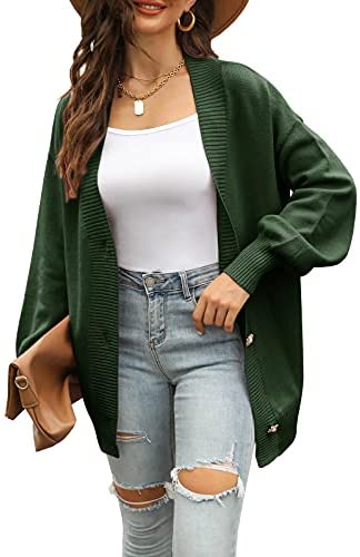 GAMISOTE Womens Cardigan Sweaters Chunky Oversized V Neck Long Knitted Button Down Outerwear