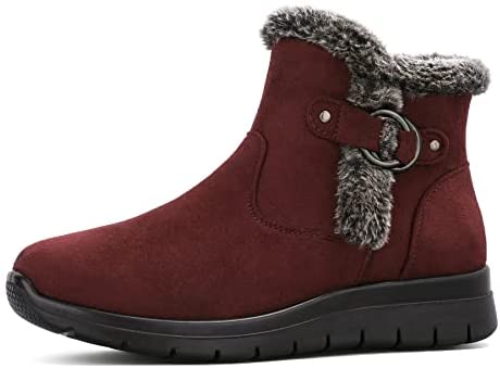 mysoft Women's Winter Snow Boots Side Zipper Warm Ankle Booties Slip on Shoes Indoor Outdoor