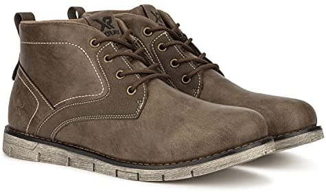 Xray Footwear Men’s Echo Fashion Chukka Boots Faux Leather Lace Up, Round Toe, Thermoplastic Rubber Outsole