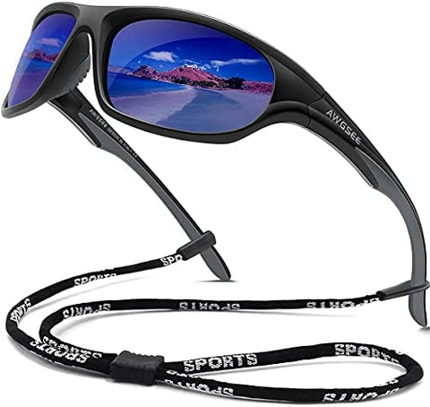 AWGSEE Polarized Sports Sunglasses For Men Cycling Driving Fishing Sun Glasses TR90 Unbreakable Frame 100% UV Protection