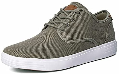 konhill Men's Canvas Fashion Sneakers - Lace-up Casual Flat Walking Skate Shoes