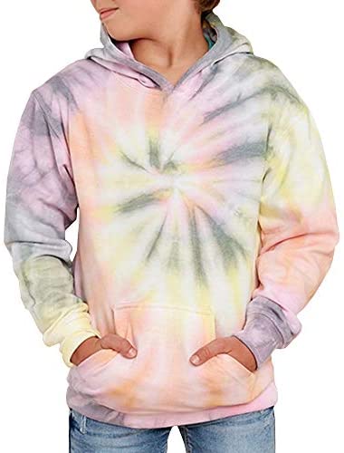 GAMISOTE Unisex Kids Tie Dye Sweatshirt Boys Girls Hooded Kangaroo Pocket Pullover Hoodies