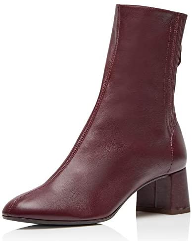 FSJ Women Comfort Ankle Boots Closed Round Toe Block Chunky Mid Heels Ankle-Wrap Back Zipper Party Dress Fall Winter Shoes Size 4-15 US