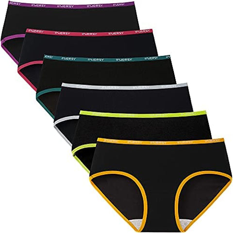 INNERSY Womens Cotton Sporty Underwear Hipster Panties Regular & Plus Size 6-Pack