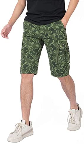DGWZ Mens Camo Cargo Shorts Outdoor Casual Slim Fit Hiking Multi Pocket Shorts