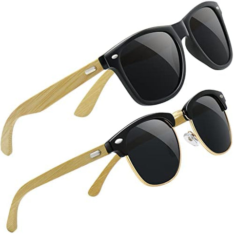 AWGSEE Polarized Wood Sunglasses For Men And Women Bamboo Wooden Frame Driving Sun Glasses 100% UV Protection