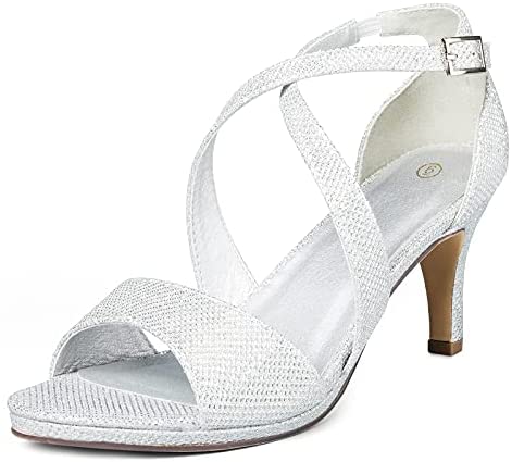 mysoft Women's Stilettos Sparkly Strappy Wedding Shoes Open Toe Prom Pump Heel Sandals