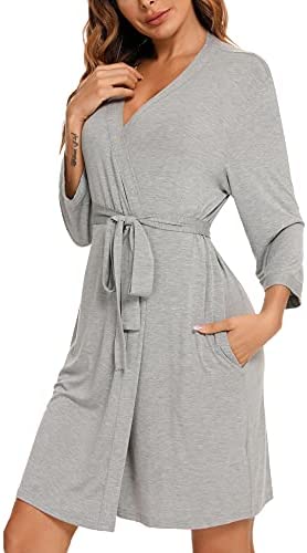 Robe for Women Kimono Robes Soft Bamboo Sleepwear Short Knit Bathrobe Ladies Loungewear S-XXL