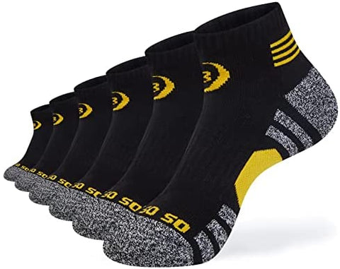 Mens Ankle Socks Athletic Thick Cushioned Breathable 6 Pairs Low MID-CREW With Arch Support Cozy Cotton Socks