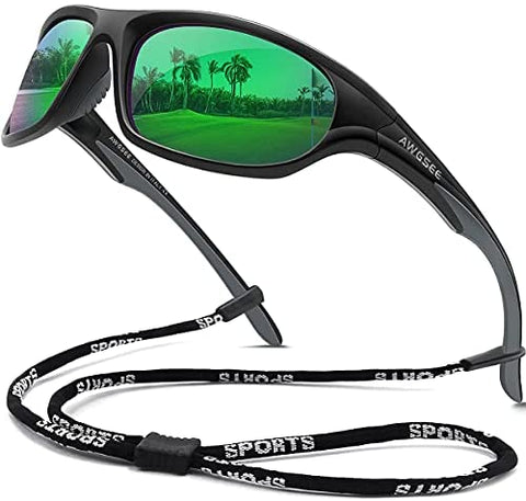 AWGSEE Polarized Sports Sunglasses For Men Cycling Driving Fishing Sun Glasses TR90 Unbreakable Frame 100% UV Protection