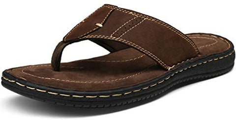 Men's Leather Sandals Arch Support Flip Flop Outdoor Retro Fisherman Sandals for Men