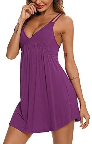 Sexy Lingerie Sleepwear for Women Chemises V-Neck Full Slip Babydoll Nightgown Dress S-XXL