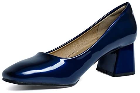 Heel The World Women's Dress Pumps Low Chunky Block Heels Square Toe Party Office Shoes
