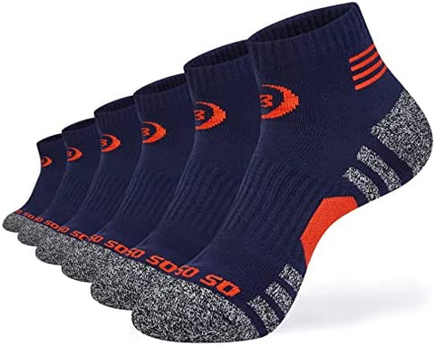 Mens Ankle Socks Athletic Thick Cushioned Breathable 6 Pairs Low MID-CREW With Arch Support Cozy Cotton Socks