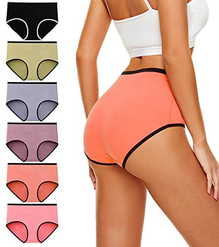 Women's Cotton Underwear High Waisted Ladies No Muffin Top Full Coverage Briefs Stretch Panties for Fall Winter