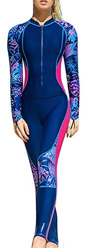 Women's Printed One Piece Zip Front Long Sleeve Surfing Swimsuit